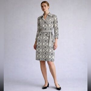 J McLaughlin Catalina Cloth Medallion Wrap Dress XL Stretch Jersey Preppy